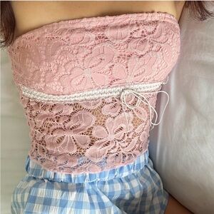🌸 SHEIN Pink Lace Tube Top